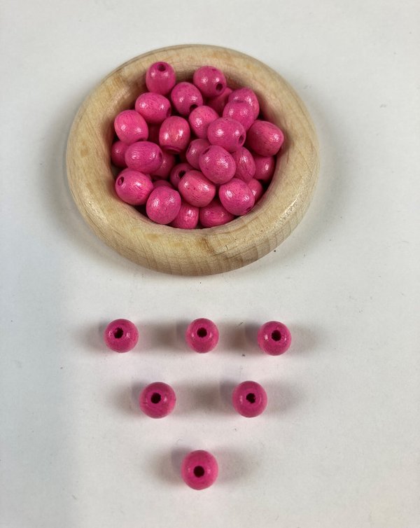 Holzperlen/kugeln rosa leicht oval 50 g  (Ø ca 5 - 5,5  mm Bohrung, 1,5 mm) 50 Gramm=ca. 700 Stck